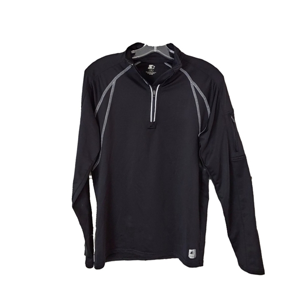 STARTER DRI-STAR BLACK 1/4 ZIP WITH WHITE TRIM TOP - Picture 6 of 6